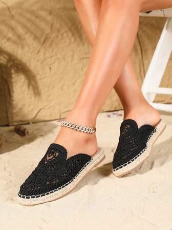 Nuevos zapatos de pescador planos de verano 2025 para mujer, sandalias bohemias transpirables con suela tejida y de slip-on para vacaciones en la playa