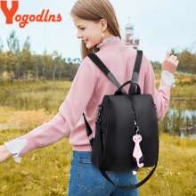 Yogodlns Backpack For Women, New Fashionable Oxford Bag, Solid Color Travel Backpack, Small Women's Backpack With Cat Pendant - 紅色 - 查看 8