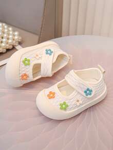 Zapatos de lona con estampado floral para niñas pequeñas, nuevos tenis de suela blanda, transpirables y antideslizantes para primavera/otoño