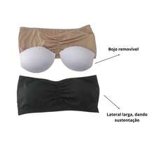 Kit 2 Top Bandeau Strapless Bra Bustier With Removable Padded Cup Comfortable Wire Free - 彩色 - 查看 2