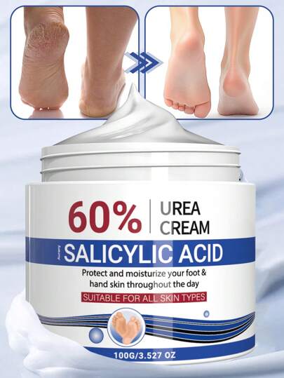 AURANY 100G Urea Cream 60% For Feet + Salicylic Acid, Moisturizing Urea Foot Cream For Thick, Cracked, Rough,Improves Dry Skin And Provides Moisture, Making Your Skin More Radiant And Firm, Can Be Given As A Christmas Or Halloween Gift To Him/Her, Unisex For All Skin Types