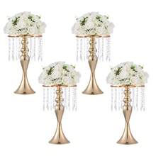8pcs Gold Crystal Wedding Flower Stand,Metal Wedding Centerpiece Vas - Oro - Ver 5