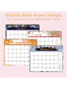 2026 新年挂历、办公用品、家居墙面装饰、计划整理器、时间管理 - 日程安排计划器、壁挂日历 - 花卉和植物主题日历 - 月计划器 - 周计划器 - 每日计划器 - 圣诞节礼物 - 感恩节礼物 - 彩色 - 查看 13