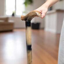 Baston De Madera Artesanal Mango Aleman Caminar Apoyo Confianza - Caqui-Negro - Ver 4