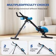 MERACH Ab Machine With Two Pull Cords, Adjustable Ab Trainer Gym Equipment For Core Workout At Home, Foldable, Knee Support, Abdominal Exercise Machine For Home, Core Training System - Black&Blue - 查看 6