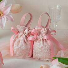 1/10 Túi quà cưới cao cấp: Thời trang và có thể gấp lại - Túi quà kẹo cầm tay miễn phí cho đám cưới - Màu Hồng baby - Xem 11