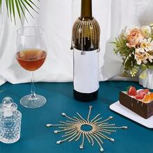 1pc Elegant Crystal Wine Bottle Hanging Decor, Wine Bottle Cap With Tassel, Wedding Engagement Tabletop Decoration, Metallic Luster Desk Decor With Teardrop & Bead Accents, Suitable For Christmas, Valentine's Day, Thanksgiving, New Year - Perfect For Home, Restaurant & Party Decoration - Luxury Gift Idea, Wine Decor, Celebration Accessory - Multicolor - View 8