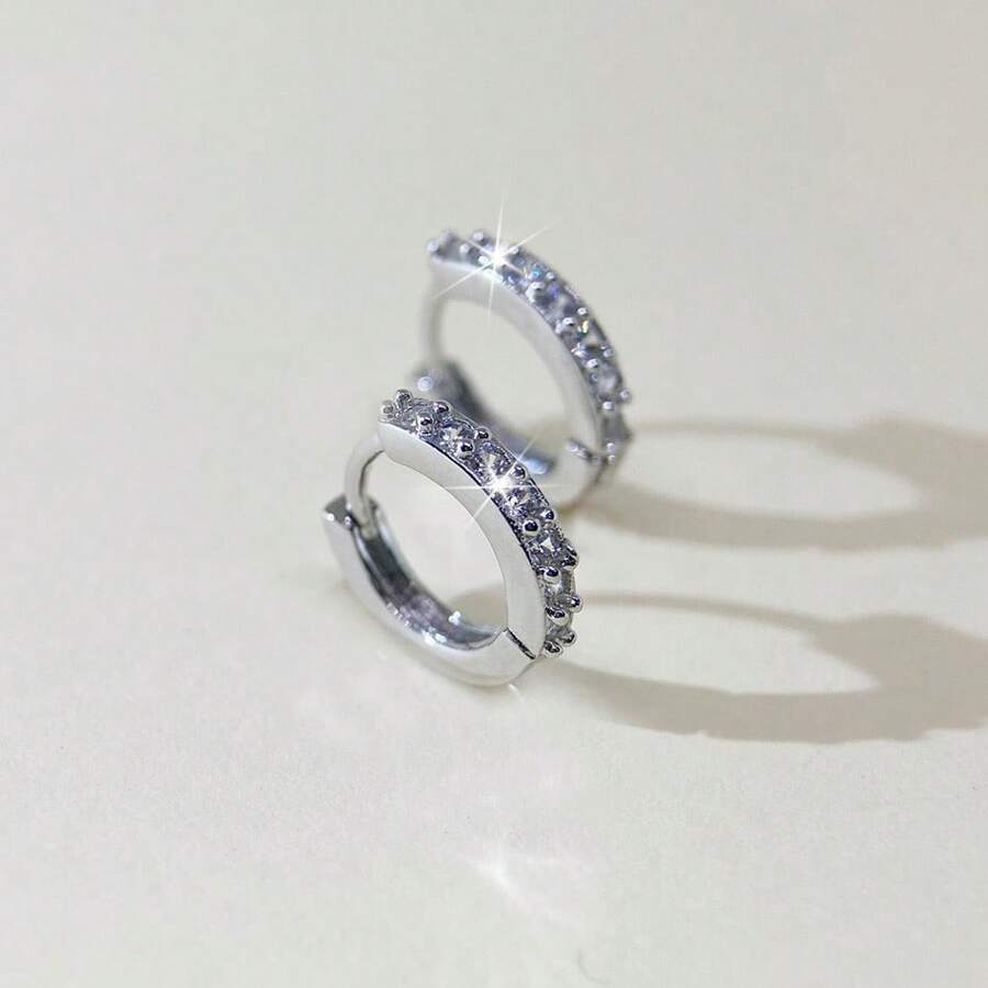 1 para kolczyków-kółek ze srebra próby 925 z cyrkoniami, klips do ucha, modny wisiorek dla kobiet, prezent świąteczny, biżuteria i akcesoria