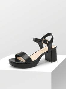 Women's Platform Sandals Block Chunky Heels Open Toe Ankle Strap Fashion Wedding Party Dress Sandals Summer Shoes - màu đen - Xem 4