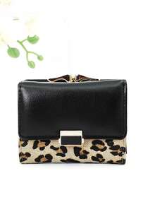 Leopard Print Snap Closure Short Women Wallet Tri-Fold Multi-Function Purse For Women Wallet Mini Wallet Purse Wallet Cheetah Print Small Wallet Cute Wallet Fall Wallet Autumn - Coffee - View 6