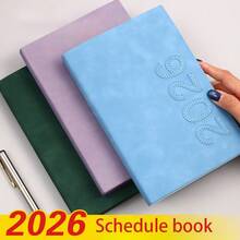 1 PC 2026 PU Dotted Daily Planner – One Page Per Day With Color-Coded Monthly Tabs, Includes Study/Work Templates, Address Book & Yearly Calendar. Minimalist Productivity Notebook For Time Management & Goal Tracking.