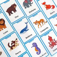 25 Cards Spanish Animal Learning Flash Cards For Kids Preschool Kindergarten Vocabulary Words Learning Cards, Montessori Teacher Must-Have, Children's Spanish Learning Materials - Multicolor - View 9