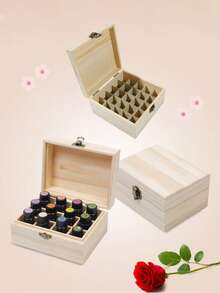 1 件全新 12 格 / 25 格木制收纳盒整理器，用于精油便携盒香薰容器宝藏珠宝收纳盒、旅行翻盖展示盒、指甲油香水容器 - 各种节日礼物，如感恩节、母亲节等。现代多用途家居装饰，用于香薰和香水瓶（木材纹理随机） - 彩色 - 查看 6