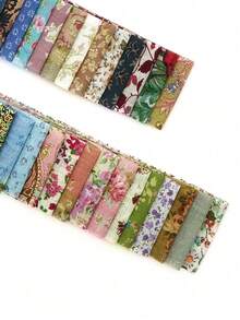 50条果冻卷布条，适用于缝纫、拼布、手工制作，预裁布包，拼布预裁方块 - 2.5英寸 x 19.6英寸，圣诞节、万圣节节日礼物和工艺用品，颜色随机 - 彩色 - 查看 5