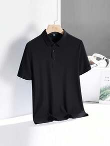 Men's Polo Shirt In Elastic Ice Fabric - màu đen - Xem 1