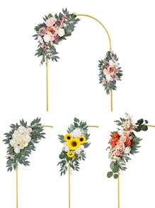 2pcs/ Porch Welcome Bouquet Decoration, Vintage Faux Flower Decoration, Green Leaf Rose Peony Door Wreath For Halloween Winter Party Anniversary, Wedding Birthday Party, Valentine's Day New Year's Home Decoration Gift