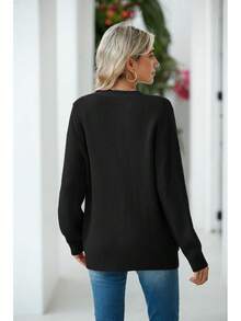 Women Chunky Knit Cardigan Sweater Long Sleeve Button Up Cardigan With Pocket Sweater Coat Fall And Winter, Fashionable Knitwear SLK8 - Màu xanh lam - Xem 9