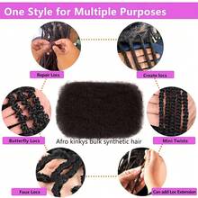 1 Pack Afro Kinkys Bulk Hair For Braiding Dreadlock Extensions 8 Inch DIY Synthetic Afro Kinky Curly Braiding Hair For Micro Twist Repair Locs Springy Afro Twist Hair For - Black Brown - View 5