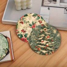 1 Set Of 6 Pieces,10x10cm Christmas Vintage Decorative Wooden Coasters Set, Winter Christmas Tree Art Coasters For Patio Table, Kitchen, Room, Dining Table, Home, Christmas Party, Christmas Gifts For Friends And Family, Birthday Gifts, Holiday Gifts,Coaster Set,Coasters Drink Coasters,Coaster For Cup At Home,Choice Of 1, 2 Or 31 Sets - Green - View 8