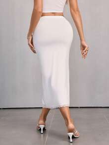 Hip Fashion Long Anti-Transparent Half-Body Skirt Shaping Bottoming Skirt Slim And Thin Inner Skirt Daily Outer Wear Petticoat (Micro Shaping) - White - View 2