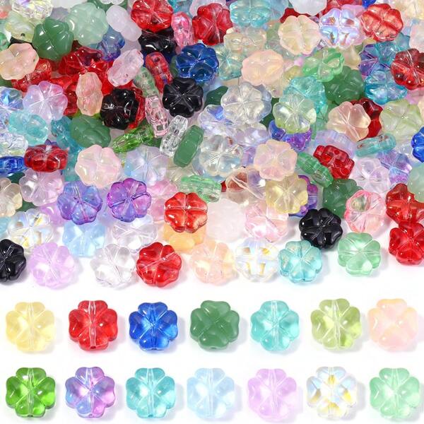 50pcs/Pack Multicolor Enamel Four-Leaf Clover Beads, 10mm Fashionable Casual Cute Lucky Clover Handmade DIY Spacer Beads, Suitable For Friendship Bracelets, Necklaces, Earrings, Jewelry Crafts, Pendants, Decorations, Wholesale Beads