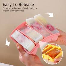 NECOOKS Silicone Soup Freezer Molds, 6-Cavity Freezer Tray With Lid, Ice Cube Trays Large Soup Freezer Containers Molds For Freezing Broth, Sauce, Leftovers - Hồng - Xem 3