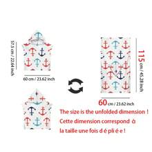 1pc Anchor Hook Rudder Print Hooded Poncho, Ultra-Soft Fiber Beach Blanket & Removable Hooded Beach Robe 2-In-1 With Buttons, Super Absorbent Towel, Suitable For Traveling, Swimming, Diving, Surfing, Yoga, Camping, Available In Multiple Sizes Back To School - Multicolor - View 21