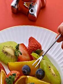 1/5/10/20 st. fruktgafflar i rostfritt stål, nordisk stil, premium dessertgafflar, lyxiga eleganta fruktpetare till jul, skolmaterial - Multifärgad - Visa 6