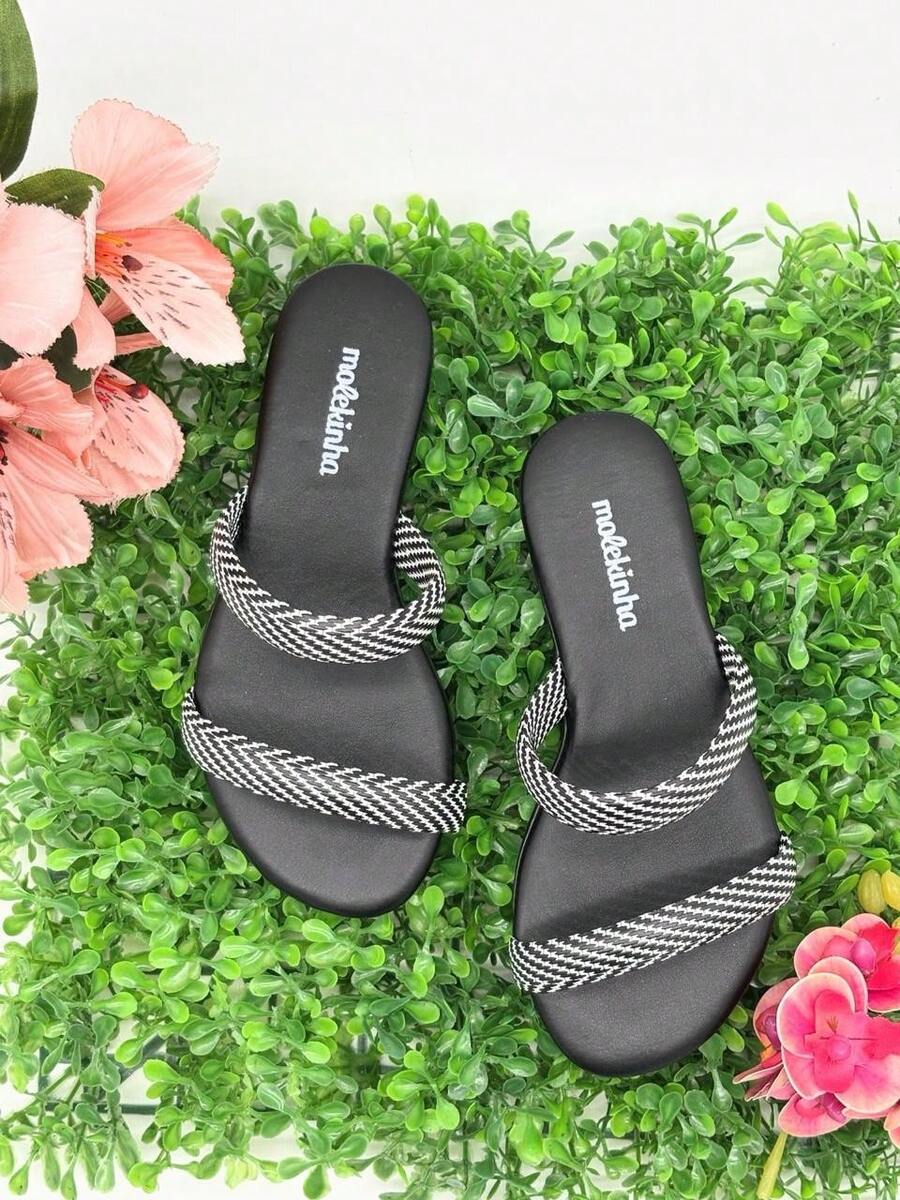 Girls' Flat Sandals, Slide Molekinha, Comfortable Youth - 索倫托黑 - 查看 1