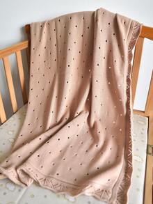 1pc Baby Cotton Hollow Knit Blanket, Comfortable & Delicate Lace Trim, For Daily Use - White - View 10