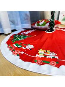 1 件圣诞老人圣诞树裙 - 节日气氛装饰，涤纶材料，家庭和派对节日装饰，圣诞派对家庭室内外装饰，圣诞树装饰，圣诞装饰，圣诞节