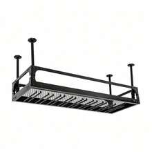 GDAE10 Portabottiglie da soffitto, portabottiglie da vino, mensola decorativa in ferro retrò sospesa, mensola sospesa regolabile in altezza fino a 50 kg per bar, caffetteria, cucina, nero (100 * 35 * 35-55 cm)