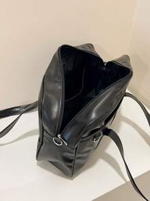 8am Work Ol 手提包，简约时尚的女士 PU 手提包，纯色个性化大容量单肩包，女士商务休闲包，适合办公室、商务和工作学校包，非常适合返校、大学、中学、高中、工作、商务、通勤，带拉链的时尚手提包，女士工作包，适合日常优雅和特殊场合，学生手提包，多个隔层，非常适合海滩、学校、工作和日常使用 - 黑色 - 查看 8