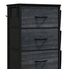 BALCONERA Chest Of Drawers, 5 Fabric Drawers With Handles, Storage Cabinet, Drawer Cabinet, Cupboard, Metal Frame, Fabric Chest Of Drawers For Bedroom, Living Room, Hallway, Office, Black Wood Grain - 深灰色 - 查看 10