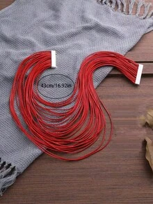 Multi-Layer Handmade Wax Thread Zinc Alloy Magnetic Clasp Braided Leather Cord Necklace, Bohemian Choker Casual Accessory - Red - View 2