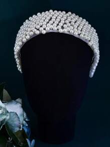 1 buc. Bentiță elegantă de mireasă cu perle, cerc de păr pentru femei, accesoriu de păr pentru nuntă, potrivită pentru domnișoare de onoare, fete, petrecere zilnică