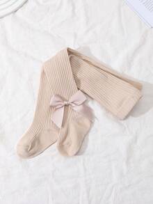 5 Pairs Baby Girls' Cute Bow Decor Tights, Slim Fit Striped Leggings, Versatile For Daily Wear, All Seasons - Multicolor - View 6