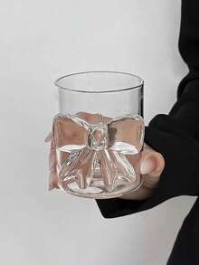 1pc INS风粉色超大蝴蝶结玻璃杯3D蝴蝶结玻璃杯家用下午茶咖啡杯果汁冷饮杯气泡水杯冰淇淋甜品杯早餐牛奶杯礼品杯 - 彩色 - 查看 11