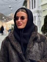 1 pezzo/2 pezzi Balaclava da con colletto staccabile con cordino, scaldacollo in misto lana, maschera da sci, copri viso lavorato a maglia per l'inverno, adatto per climi freddi, consegna di stile casuale, regalo di Natale