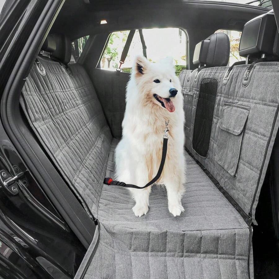 Dog Seat Cover,Waterproof Pet Seat Cover With Mesh Visual Window &Amp; Seat Belt Opening &Amp; Storage Pockets,Wear-Proof Dog Back Seat Hammock For Cars, Trucks And SUV - 147 X 137 Cm…