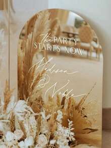 1pc 55 * 40 Cm Blank Acrylic Mirror Gold/Silver Wedding Sign, Bridal Shower Sign, Wedding Ceremony And Reception Sign, DIY Newlywed Couple Name, Wedding Date And Blessing Gift, Birthday, Graduation, Summer Beach, Back To School, Room Decor