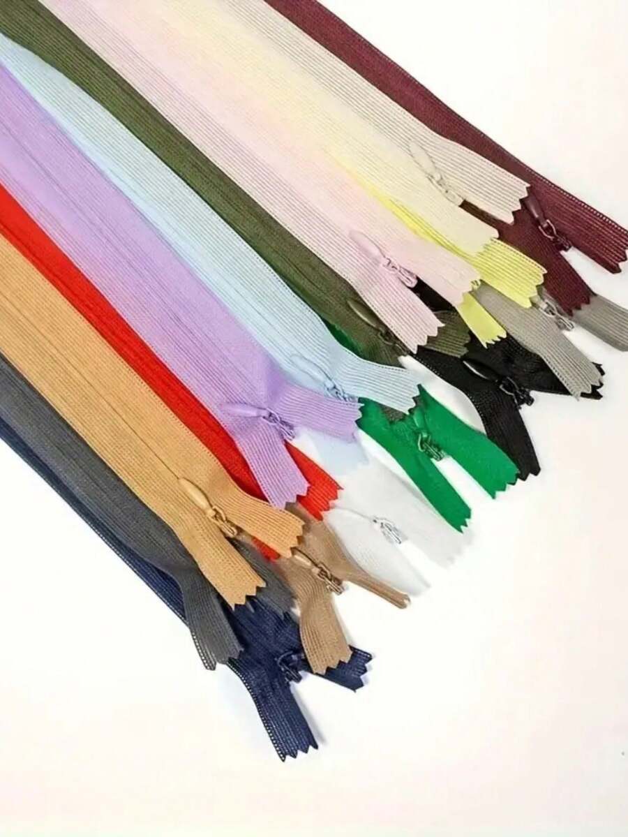 20-Pack 15 Color Zippers - Assorted Colors, High-Grade Concealed Zipper For Dresses, Pants, Shirts, Pockets, Cushions & Sewing Accessories - 3# Nylon Zipper - View 1