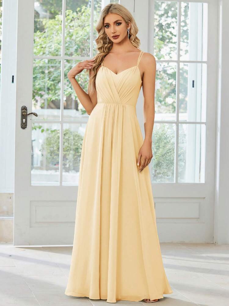 yellow gold bridesmaid dresses Sassy Gold Satin Halter Open Back Bridesmaid Gown