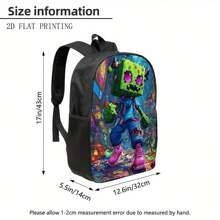 1pc Futuristic Pixel Art Backpack - Vibrant Urban Scene With Animated Character, Bold Colors, Adjustable Straps & Zipper Closure For School, College, Travel, Backpack For School, College Accessory, Playful Design, Durable Fabric, For Teenager - 如圖 - 查看 3