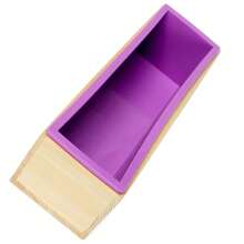 矩形肥皂模具套件切割器 - 42 盎司柔性硅胶面包肥皂模具，配有木盒、不锈钢波浪形和直形刮刀，适用于自制工艺肥皂制作用品