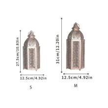 1pc Elegant Moroccan Style Hollow Iron Home Decor, Vintage Lantern Decor Suitable For Holiday, Holiday, New Year And Other Festivals, Holiday Atmosphere Decoration Lamp [Exclude Battery] - FDBJ-1 - View 3