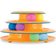 Tower Of Tracks 3-Level Track Toy With 6 Balls, Interactive Toy Indoor Cats, Orange - 軌道塔 - 查看 1