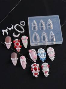 3D 雕刻凝胶不粘手雕刻凝胶套装，透明白粉色裸色固体指甲修整凝胶，含法式蛋糕霜指甲雕刻模具双头硅胶美甲雕刻笔美甲刷雕刻 DIY 美甲沙龙美甲用品套装 - 彩色 - 查看 9