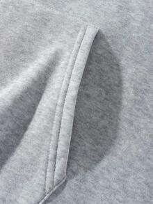 Shark Print Sweatshirt, Casual Women Back To School Fall Clothes, Loose Fit Drop Shoulder Long Sleeve Hoodie - Grey - View 5