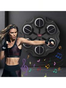LIPETY Music Boxing Machine, Intelligent Boxing Music Training Machine With LED Display, 6 Targets, 1 Adjustable Glove, Wall-Mounted Music Boxing Training Device For Kids, Boxing Gift For Boys And Girls - 黑色 - 查看 7